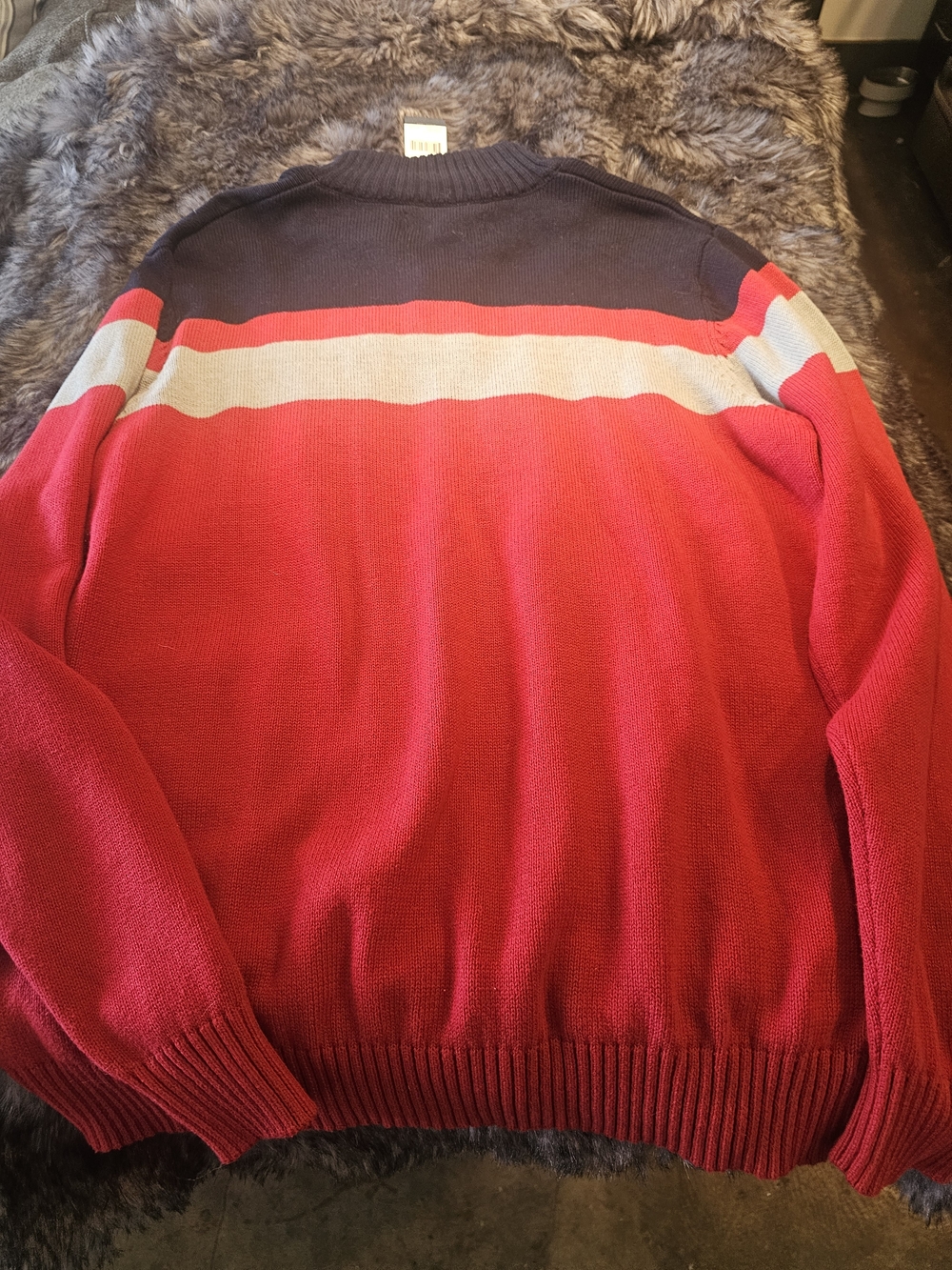 U.S. Polo Assn. Red Navy Gray Striped Half-Zip Sweater - Picture 2 of 3